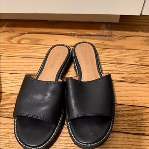 Madewell Black Leather Slide Sandals